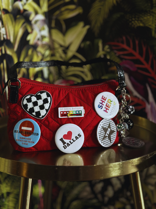 Upcycled Mini Bag with Pinback Buttons | Y2K