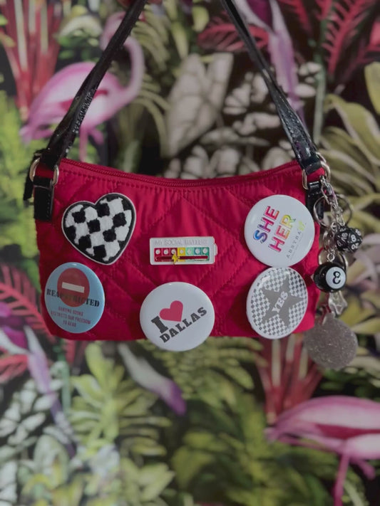 Upcycled Mini Bag with Pinback Buttons | Y2K